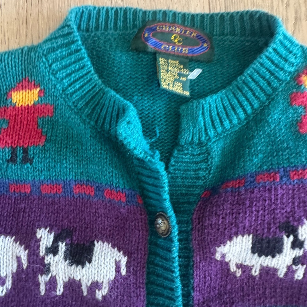 vintage charter club kids farm sweater cardigan Medium - Picture 4 of 4